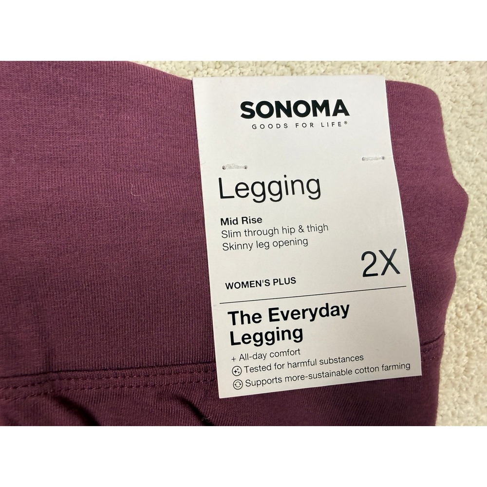 NWT 3 PAIR Womens 2X Sonoma Leggings-Black & Maroon & Cropped Legging-Navy #1509 - Picture 4 of 5